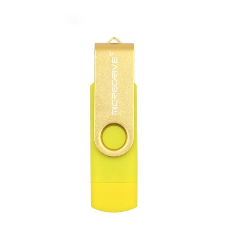 MicroDrive 32GB USB 2.0 Mobile Computer Dual-use Rotating OTG Metal U Disk (Yellow) - USB Flash Drives by MicroDrive | Online Shopping UK | buy2fix