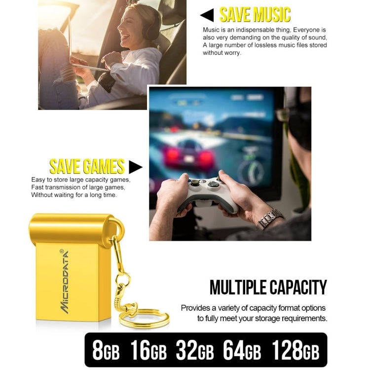 MiCRODATA 8GB USB 2.0 Computer and Car Two-use Mini U Disk (Gold) - USB Flash Drives by MiCRODATA | Online Shopping UK | buy2fix